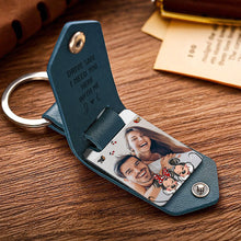 Load image into Gallery viewer, Personalized Leather Photo Keychain Couple Gift with Custom Message