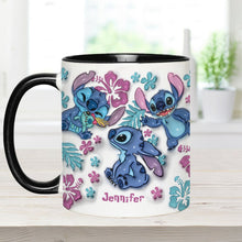Load image into Gallery viewer, Personalized Accent Mug with Blue Rim Cute Character Design Gift for Mom