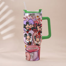 Load image into Gallery viewer, Personalized Mouse Ears Couple Tumbler with Handle for Engagement