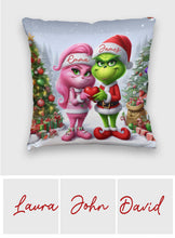 Load image into Gallery viewer, Personalized Grinchmas Throw Pillow Custom Names Gift for Christmas