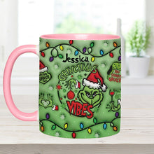 Load image into Gallery viewer, Personalized Grinchmas Vibes Accent Mug Custom Name Gift