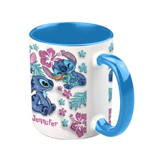 Load image into Gallery viewer, Personalized Accent Mug with Blue Rim Cute Character Design Gift for Mom