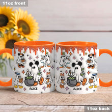 Load image into Gallery viewer, Personalized Spooky Ghost Accent Mug Custom Name Halloween Gift