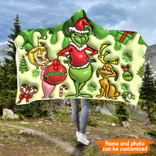 Load image into Gallery viewer, Personalized Grinch Hooded Blanket Unique Christmas Gift