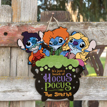 Load image into Gallery viewer, Personalized Hocus Pocus Ohana Custom Wood Sign for Halloween
