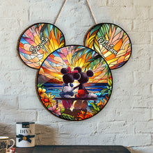 Load image into Gallery viewer, Personalized Mickey Mouse Shaped Wood Sign Custom Name Gift for Couples