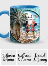 Load image into Gallery viewer, Personalized Couple Beach Scene Accent Mug Custom Names Gift