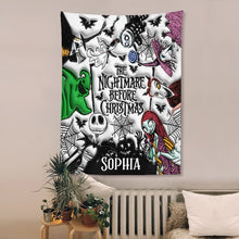 Load image into Gallery viewer, Personalized Nightmare Before Christmas Wall Tapestry Decor Gift