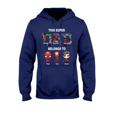 Load image into Gallery viewer, Personalized Super Dad T-shirt Custom Names Gift for Father's Day