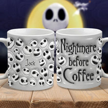 Load image into Gallery viewer, Personalized Nightmare Before Coffee Mug with Custom Name