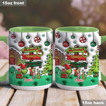 Load image into Gallery viewer, Personalized Christmas Accent Mug Grinch Design Custom Name Gift