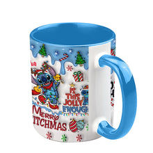 Load image into Gallery viewer, Personalized Merry Stitchmas Accent Mug Custom Name Gift