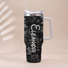 Load image into Gallery viewer, Personalized Black and White Mouse Tumbler with Handle Gift for Mom or Dad