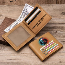 Load image into Gallery viewer, Personalized Leather Wallet Custom Name Star Wars Gift for Dad