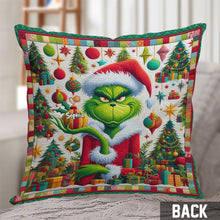 Load image into Gallery viewer, Personalized Grinchmas Throw Pillow Custom Name Christmas Gift