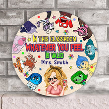 Load image into Gallery viewer, Personalized Classroom Round Wood Sign Custom Name Gift for Teacher
