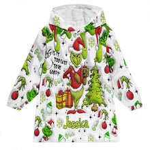 Load image into Gallery viewer, Personalized Grinchmas Blanket Hoodie Gift for Kids - Cozy Holiday Apparel