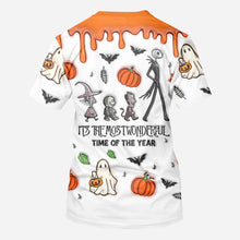 Load image into Gallery viewer, Personalized Autumn Skeleton All Over Shirt Custom Name Halloween Gift