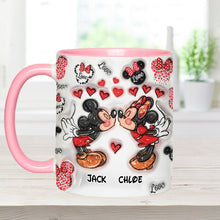 Load image into Gallery viewer, Personalized Accent Mug You & Me Kissing Mickey Minnie Gift for Couple