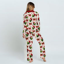 Load image into Gallery viewer, Personalized Grinchmas Button Down Pajamas for Christmas