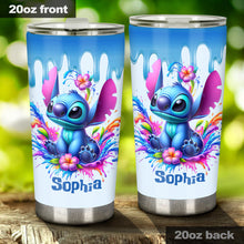 Load image into Gallery viewer, Personalized Blue Ohana Tumbler Custom Name Cool Summer Gift