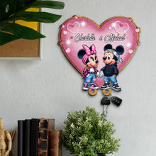 Load image into Gallery viewer, Personalized Wood Key Holder with Heart Design for Couples