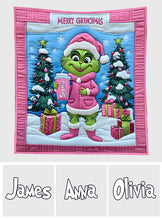 Load image into Gallery viewer, Personalized Grinch Christmas Quilt Custom Name Gift for Kids