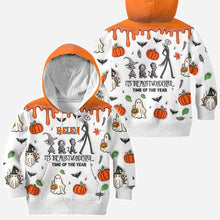 Load image into Gallery viewer, Personalized Autumn Skeleton All Over Shirt Custom Name Halloween Gift