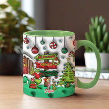 Load image into Gallery viewer, Personalized Christmas Accent Mug Grinch Design Custom Name Gift