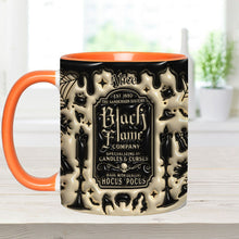 Load image into Gallery viewer, Personalized Black Flame Company Accent Mug Custom Name Halloween Gift