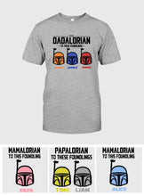 Load image into Gallery viewer, Personalized Dadalorian T-Shirt & Hoodie Gift for Dad | Custom Family Names