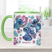 Load image into Gallery viewer, Personalized Accent Mug with Blue Rim Cute Character Design Gift for Mom