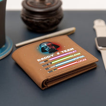 Load image into Gallery viewer, Personalized Leather Wallet Custom Name Star Wars Gift for Dad