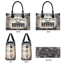 Load image into Gallery viewer, Personalized Leather Handbag for Mom with Favorite Monsters Design