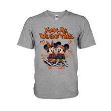 Load image into Gallery viewer, Personalized Couples Mouse T-shirt & Hoodie with Custom Names for Engagement or Anniversary