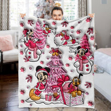 Load image into Gallery viewer, Personalized Let It Snow Mouse Blanket Custom Name Soft Flannel Gift