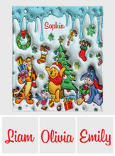 Load image into Gallery viewer, Personalized Holiday Blanket with Disney Characters Custom Name Gift for Kids