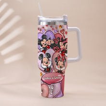 Load image into Gallery viewer, Personalized Mouse Ears Couple Tumbler with Handle for Engagement
