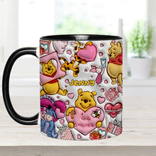 Load image into Gallery viewer, Personalized Accent Mug with Cute Pooh Bear Design for Valentine’s Day or Wedding Gift