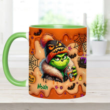 Load image into Gallery viewer, Personalized Halloween Grinch Accent Mug Custom Name Gift