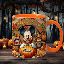 Load image into Gallery viewer, Personalized Hello Fall Accent Mug Custom Name Gift Idea