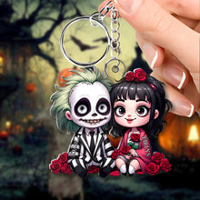 Load image into Gallery viewer, Personalized Horror Couple Keychain Custom Name Gift