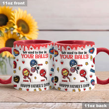 Load image into Gallery viewer, Personalized Superhero Accent Mug Custom Name Gift for Dad