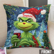 Load image into Gallery viewer, Personalized Merry Grinchmas Throw Pillow with Name for Christmas