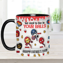 Load image into Gallery viewer, Personalized Superhero Accent Mug Custom Name Gift for Dad