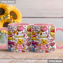 Load image into Gallery viewer, Personalized Accent Mug with Cute Pooh Bear Design for Valentine’s Day or Wedding Gift