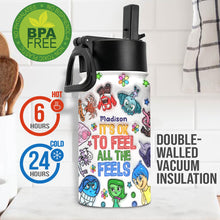 Load image into Gallery viewer, Personalized Kids Water Bottle Custom Name Fun Design Gift