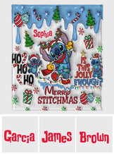 Load image into Gallery viewer, Personalized Merry Stichmas Ohana Blanket Custom Name Gift