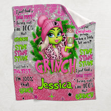 Load image into Gallery viewer, Personalized Merry Grinchmas Blanket Custom Name Christmas Gift