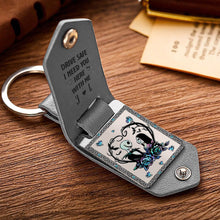 Load image into Gallery viewer, Personalized Leather Photo Keychain Gift for Couples | Drive Safe Reminder